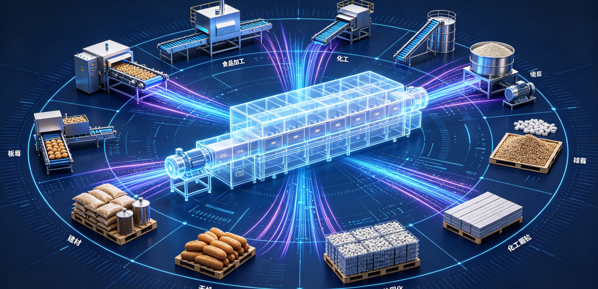 Industrial microwave processing system for drying and sterilization, CAMMI industrial microwave equipment diagram
