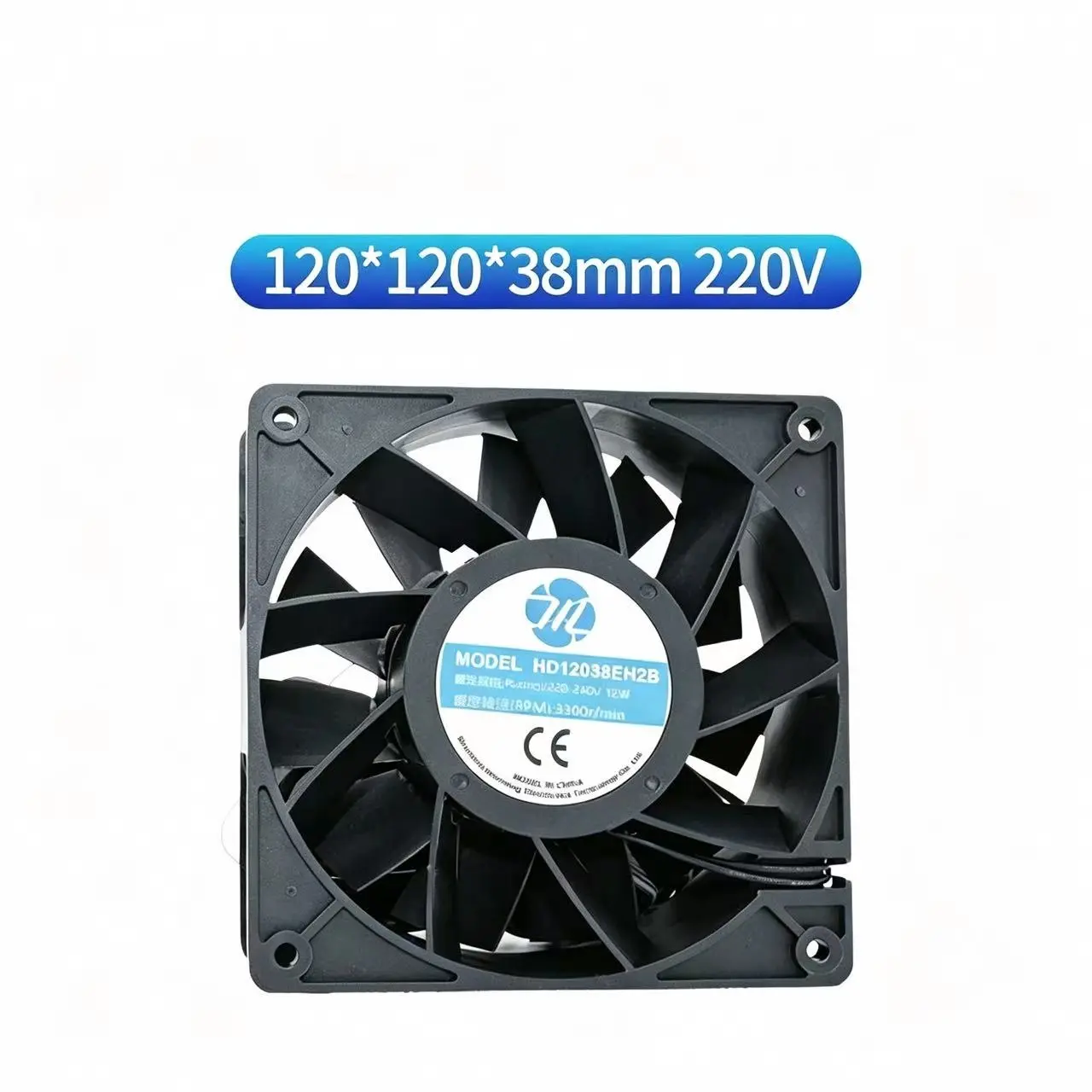 HD12038EH2B 120x120x38mm AC 220V 12W cooling fan, 3300rpm industrial axial fan
